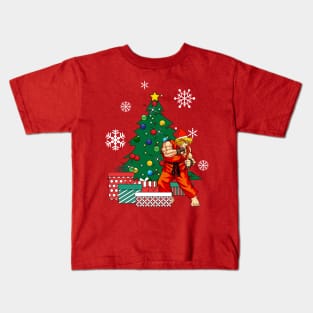 Ken Masters Around The Christmas Tree Street Fighter Kids T-Shirt